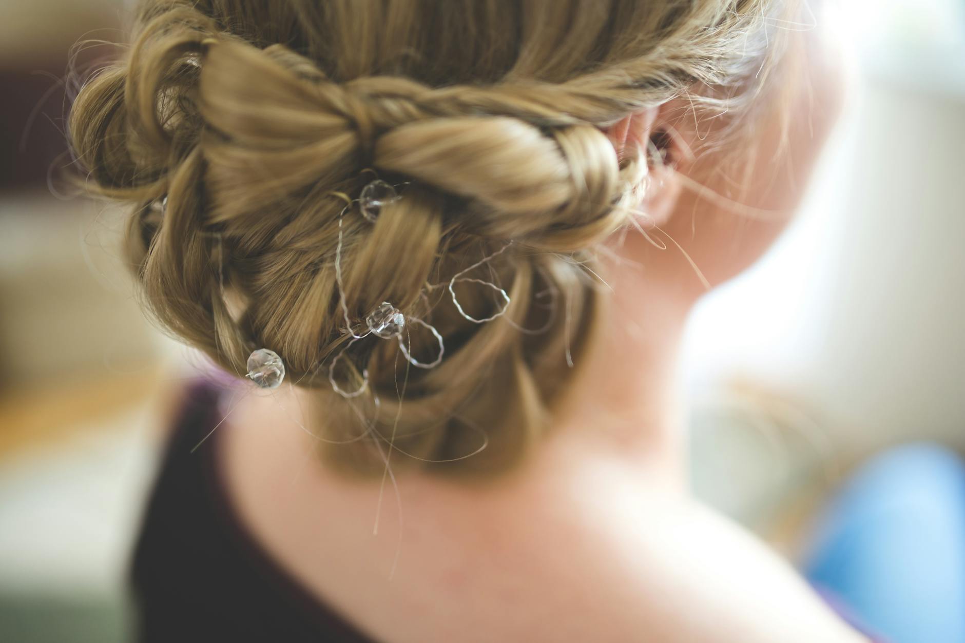 Bridal updo and wedding hairstyling